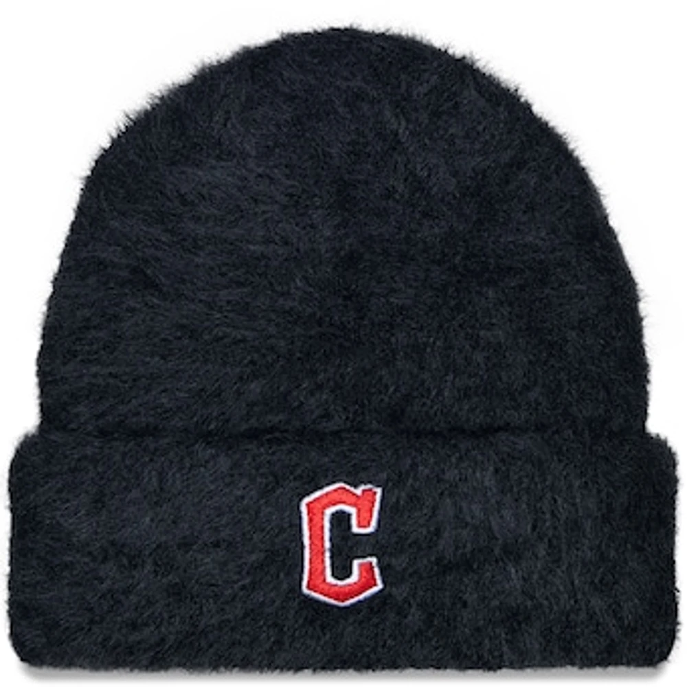 Women's New Era Black Cleveland Guardians Fuzzy Cuffed Knit Hat