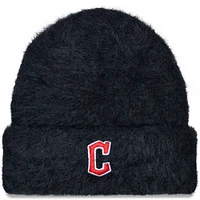 Women's New Era Black Cleveland Guardians Fuzzy Cuffed Knit Hat