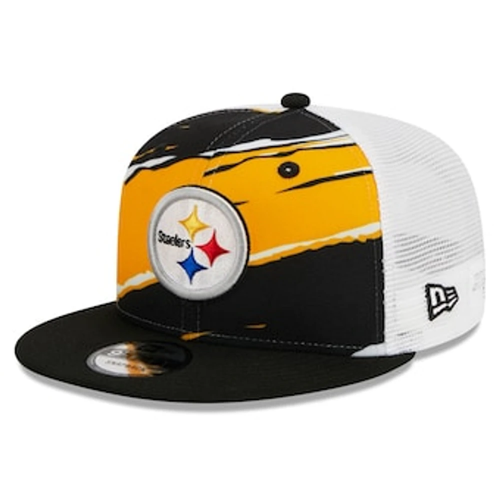 Men's New Era Black Pittsburgh Steelers  Tear Trucker 9FIFTY Snapback Hat