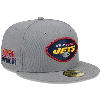 Men's New Era Gray York Jets Color Pack 59FIFTY Fitted Hat