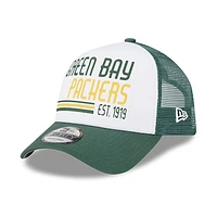 Men's New Era /Green Green Bay Packers Stacked A-Frame Trucker 9FORTY Adjustable Hat