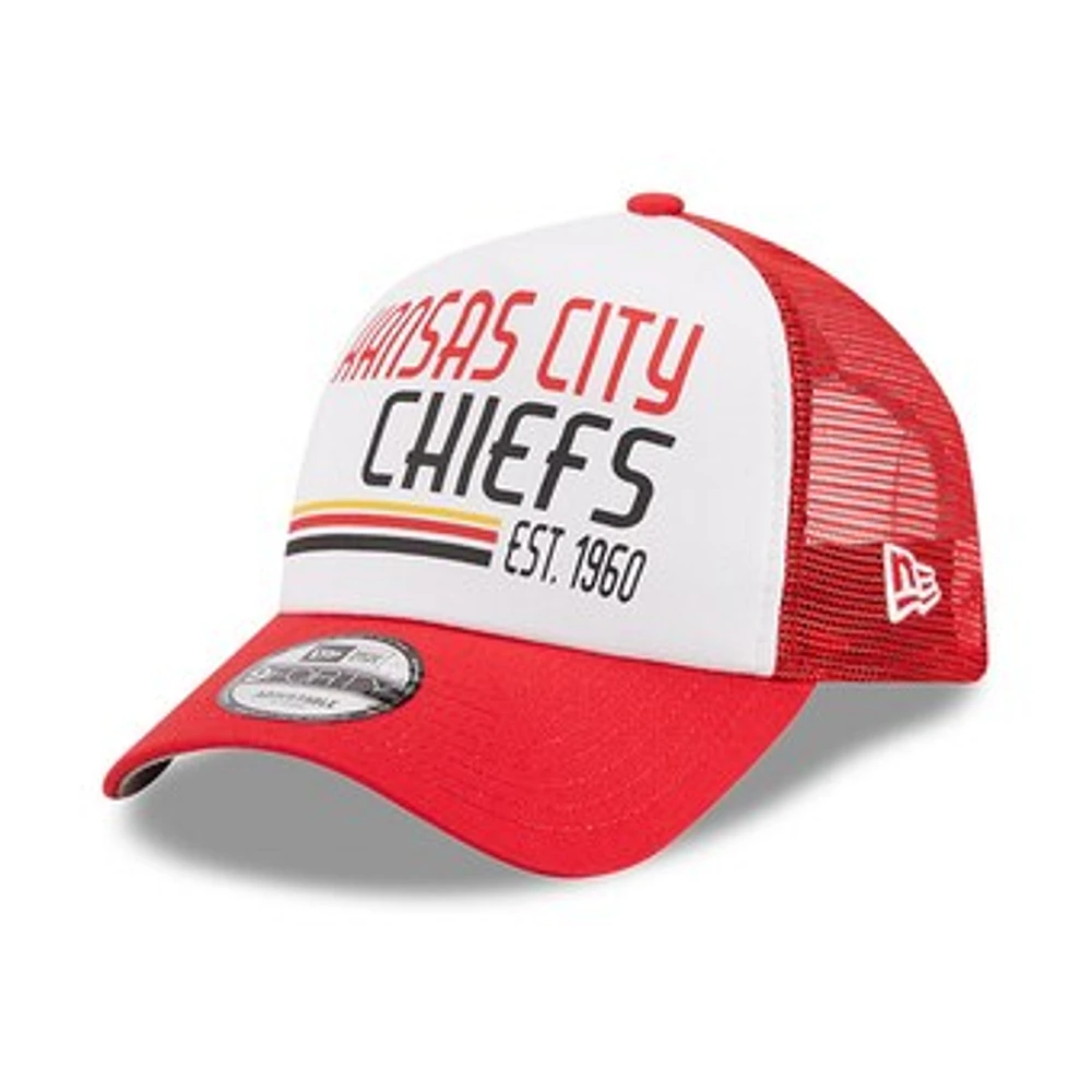 Men's New Era /Red Kansas City Chiefs Stacked A-Frame Trucker 9FORTY Adjustable Hat