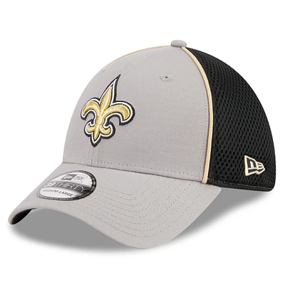 Men's New Era Gray Orleans Saints Pipe 39THIRTY Flex Hat