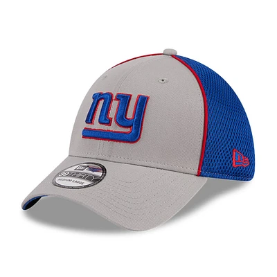 Men's New Era Gray York Giants  Pipe 39THIRTY Flex Hat