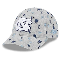 Toddler New Era Heather Gray North Carolina Tar Heels Allover Print Critter 9FORTY Flex Hat