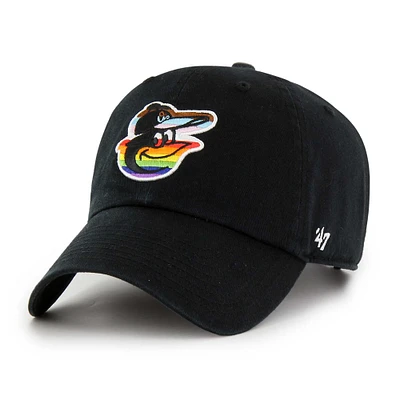 Men's '47  Black Baltimore Orioles Team Pride Clean Up Adjustable Hat