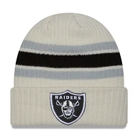 Men's New Era Cream Las Vegas Raiders Team Stripe Cuffed Knit Hat