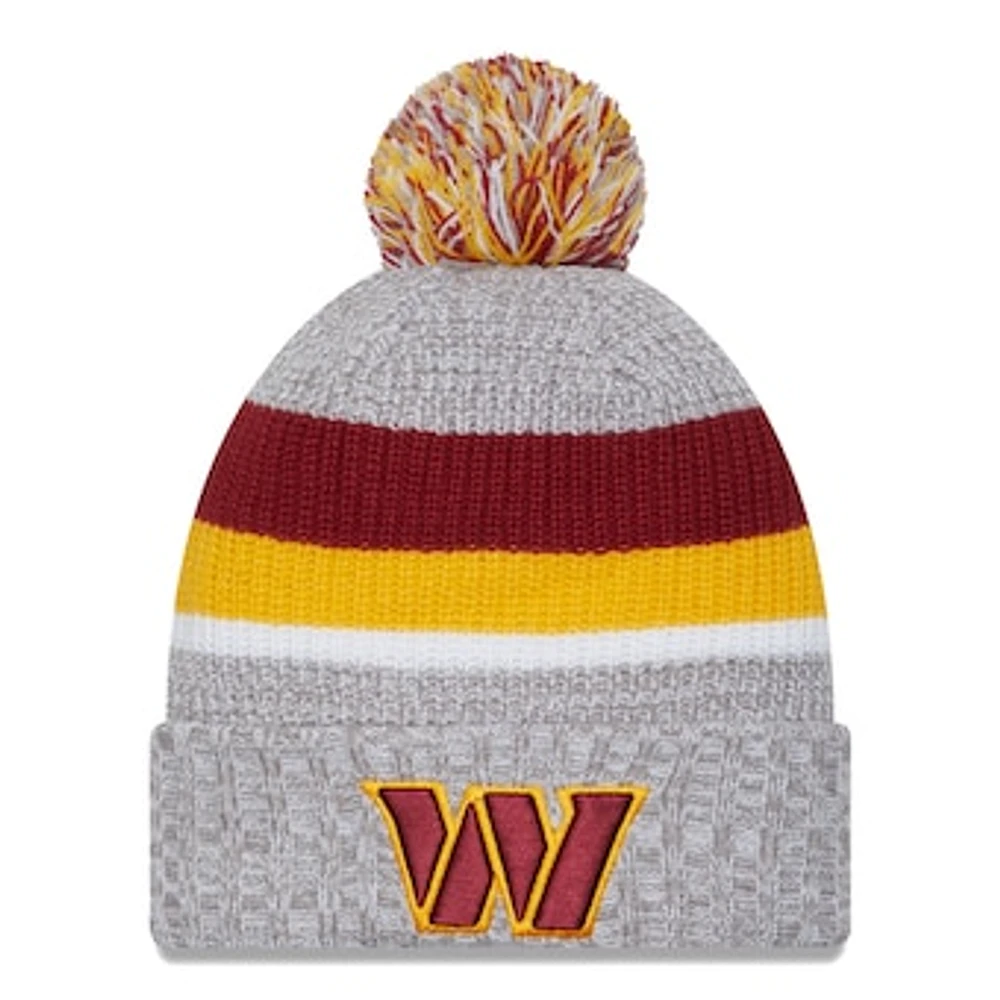 Men's New Era Heather Gray Washington Commanders Cuffed Knit Hat with Pom