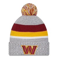 Men's New Era Heather Gray Washington Commanders Cuffed Knit Hat with Pom