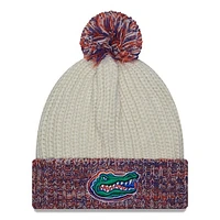 Women's New Era Cream Florida Gators Fresh Cuffed Knit Hat with Pom