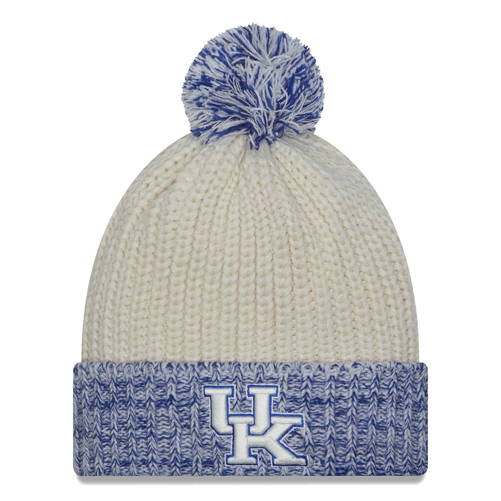 Women's New Era Cream Kentucky Wildcats Fresh Cuffed Knit Hat with Pom