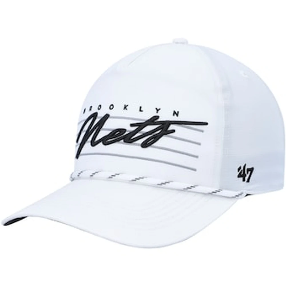 Men's '47  White Brooklyn Nets Downburst Hitch Snapback Hat