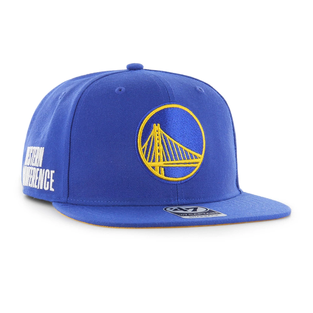 Men's '47  Royal Golden State Warriors Sure Shot Captain Snapback Hat