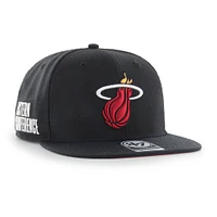 Men's '47  Black Miami Heat Sure Shot Captain Snapback Hat