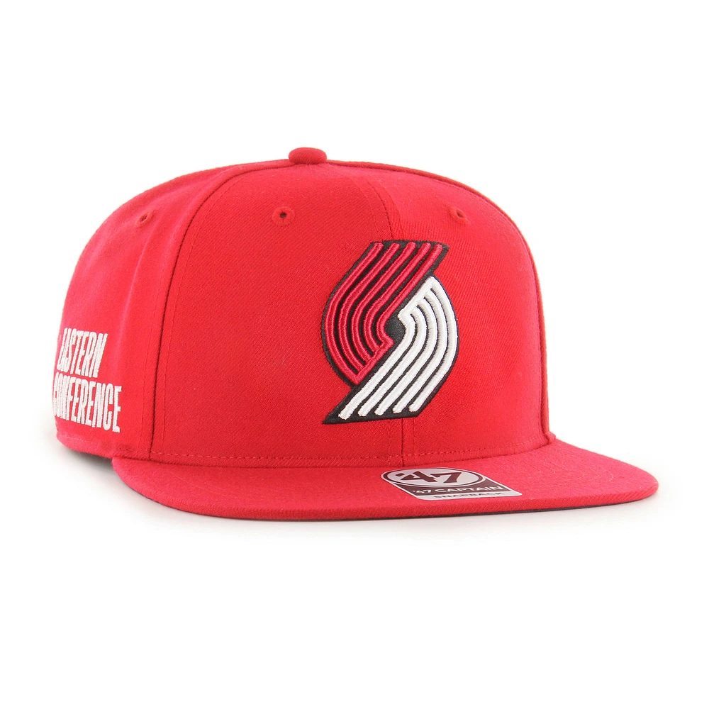 Men's '47  Red Portland Trail Blazers Sure Shot Captain Snapback Hat