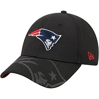 Men's New Era Black New England Patriots Top Visor 9FORTY Adjustable Hat