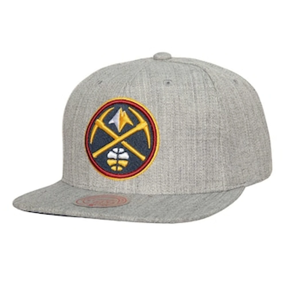 Men's Mitchell & Ness Heather Gray Denver Nuggets Hardwood Classics 2.0 Snapback Hat