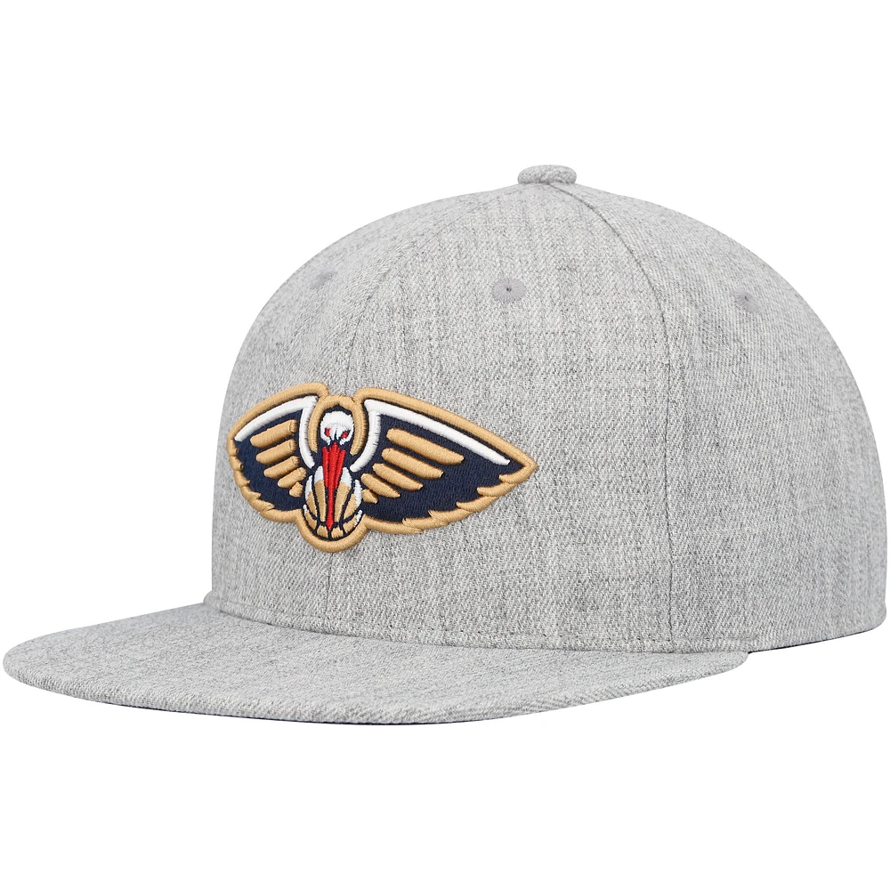 Men's Mitchell & Ness Heather Gray New Orleans Pelicans Hardwood Classics 2.0 Snapback Hat