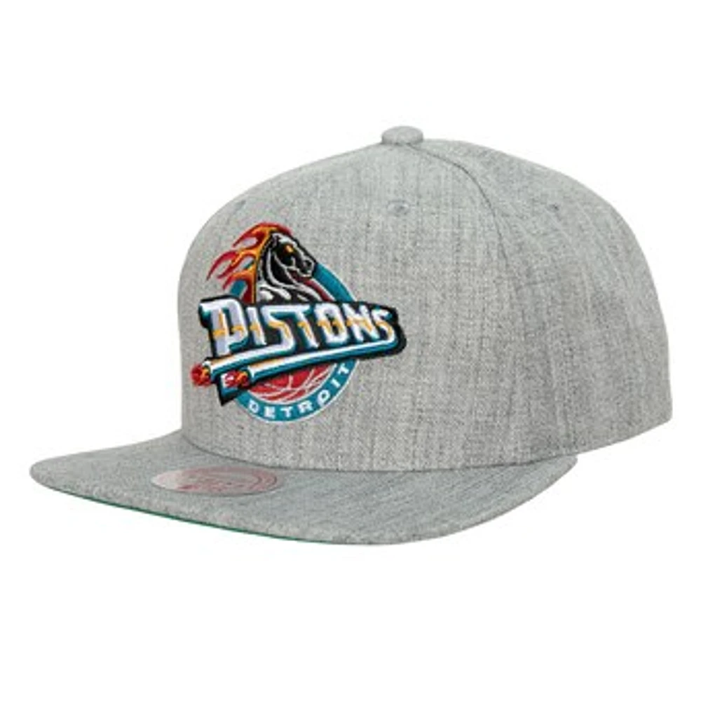 Men's Mitchell & Ness Heather Gray Detroit Pistons Hardwood Classics 2.0 Snapback Hat