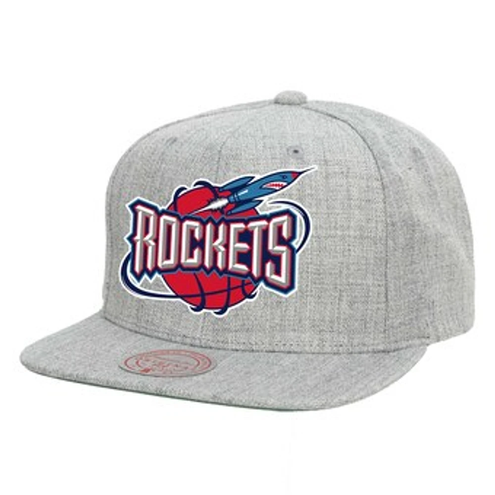 Men's Mitchell & Ness Heather Gray Houston Rockets Hardwood Classics 2.0 Snapback Hat