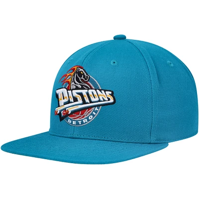 Men's Mitchell & Ness Teal Detroit Pistons Hardwood Classics MVP Team Ground 2.0 Fitted Hat