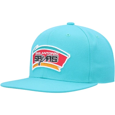 Men's Mitchell & Ness Teal San Antonio Spurs Hardwood Classics MVP Team Ground 2.0 Fitted Hat