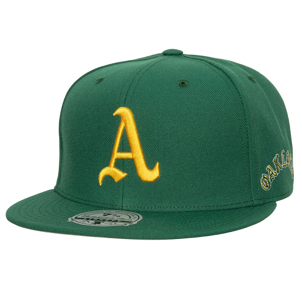 Men's Mitchell & Ness Green/ Oakland Athletics Bases Loaded Fitted Hat