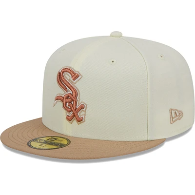 Men's New Era Cream Chicago White Sox Chrome Camel Rust Undervisor 59FIFTY Fitted Hat