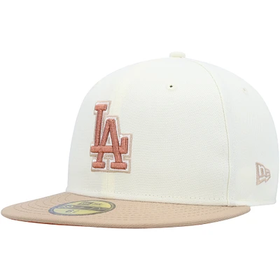 Men's New Era Cream Los Angeles Dodgers Chrome Camel Rust Undervisor 59FIFTY Fitted Hat