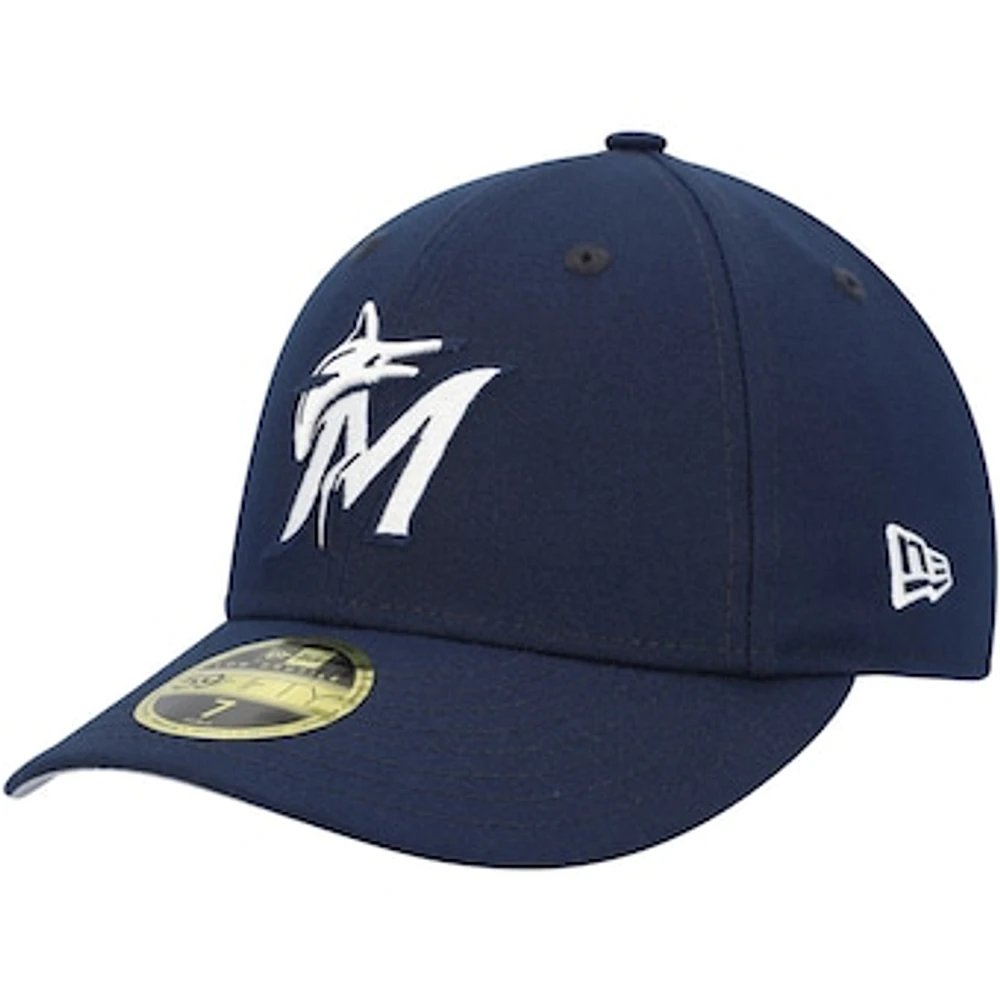 Men's New Era Navy Miami Marlins Oceanside Low Profile 59FIFTY Fitted Hat