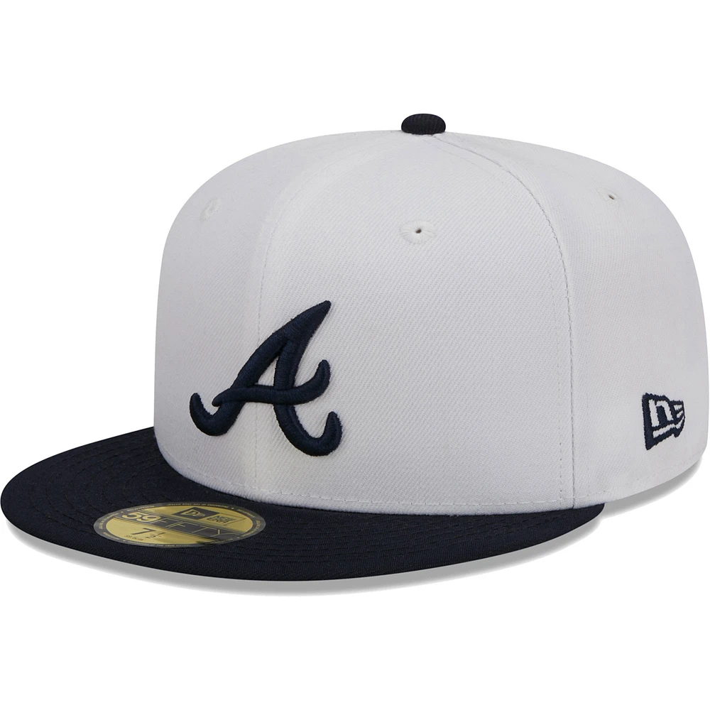 Men's New Era White/Navy Atlanta Braves Optic 59FIFTY Fitted Hat