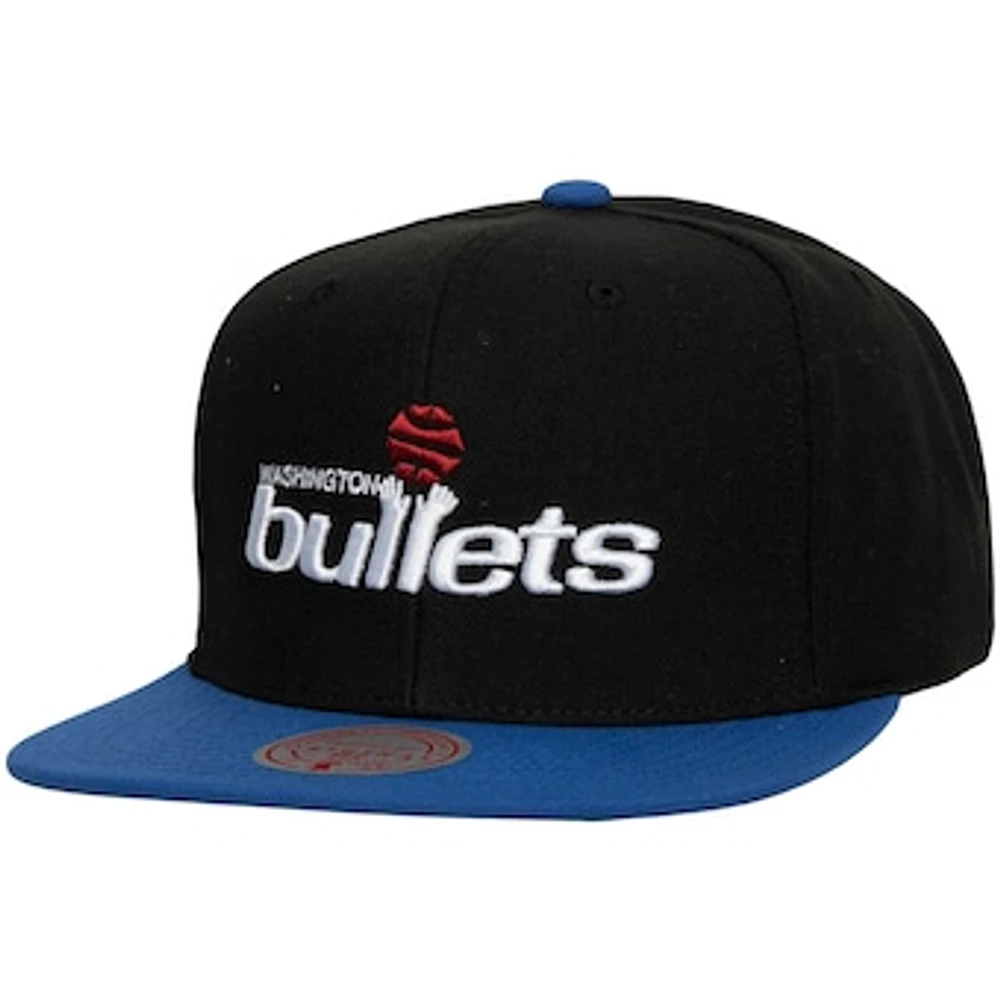 Men's Mitchell & Ness  Black/Blue Washington Bullets Hardwood Classics Essentials 2.0 Snapback Hat