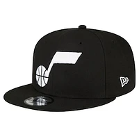 Men's New Era Utah Jazz Black & White 9FIFTY Snapback Hat