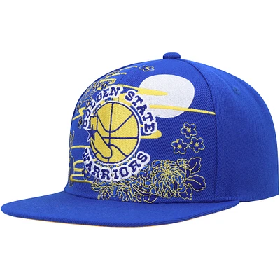 Men's Mitchell & Ness Royal Golden State Warriors Hardwood Classics Asian Heritage Scenic Snapback Hat