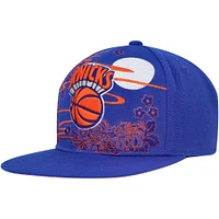 Men's Mitchell & Ness Blue New York Knicks Hardwood Classics Asian Heritage Scenic Snapback Hat