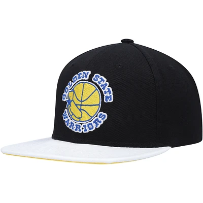 Men's Mitchell & Ness  Black/White Golden State Warriors Hardwood Classics Wear Away Visor Snapback Hat