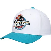 Men's Mitchell & Ness White/Teal Detroit Pistons Hardwood Classics Core 2-Tone 2.0 Pro Snapback Hat