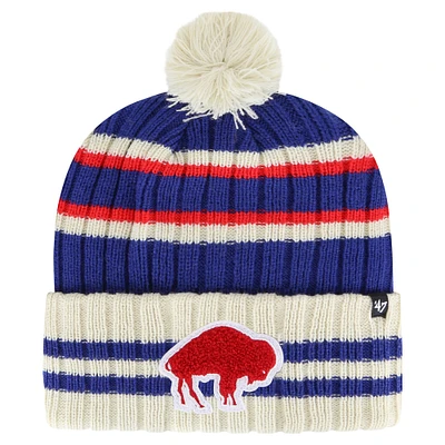 Men's '47  Royal/Cream Buffalo Bills Legacy No Huddle Cuffed Knit Hat with Pom