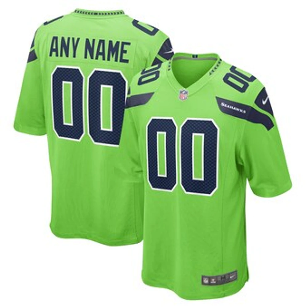 Men's Nike Neon Green Seattle Seahawks Alternate - Custom Game Jersey