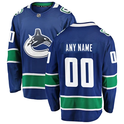 Men's Fanatics Blue Vancouver Canucks Premier Breakaway - Custom Jersey