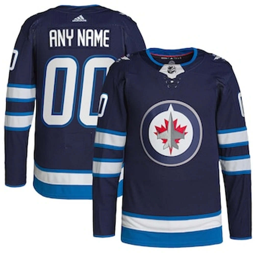 Men's adidas  Navy Winnipeg Jets Home Primegreen Authentic Custom Jersey