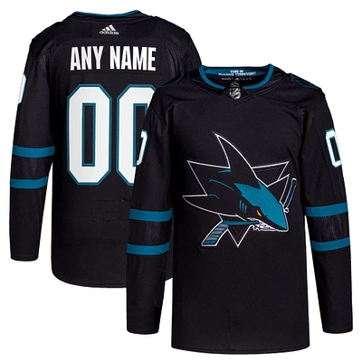 Men's adidas Black San Jose Sharks Alternate - Authentic Primegreen Custom Jersey