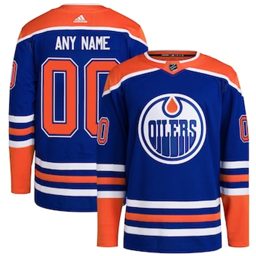 Men's adidas  Royal Edmonton Oilers  Home Primegreen Authentic Custom Jersey