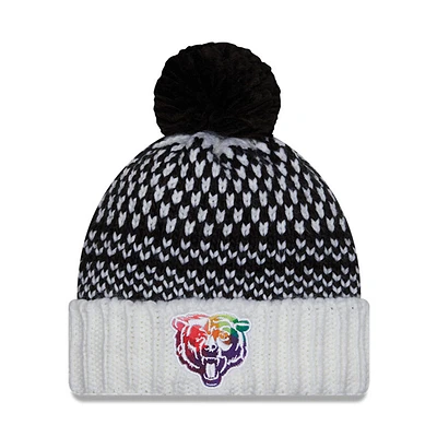 Women's New Era  Black/White Chicago Bears 2023 NFL Crucial Catch Cuffed Pom Knit Hat