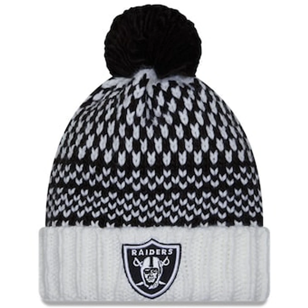 Women's New Era  Black/White Las Vegas Raiders 2023 NFL Crucial Catch Cuffed Pom Knit Hat