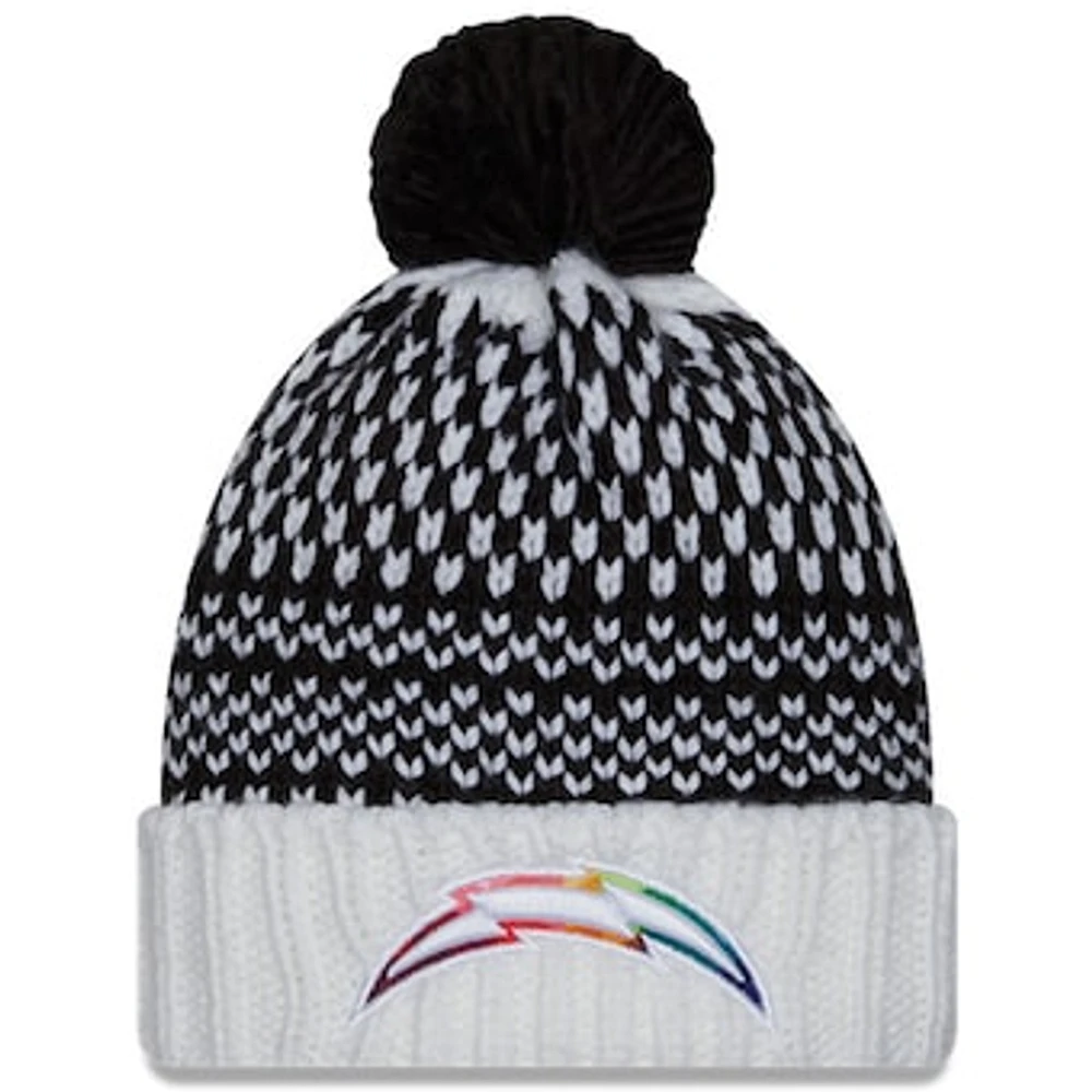 Women's New Era  Black/White Los Angeles Chargers 2023 NFL Crucial Catch Cuffed Pom Knit Hat