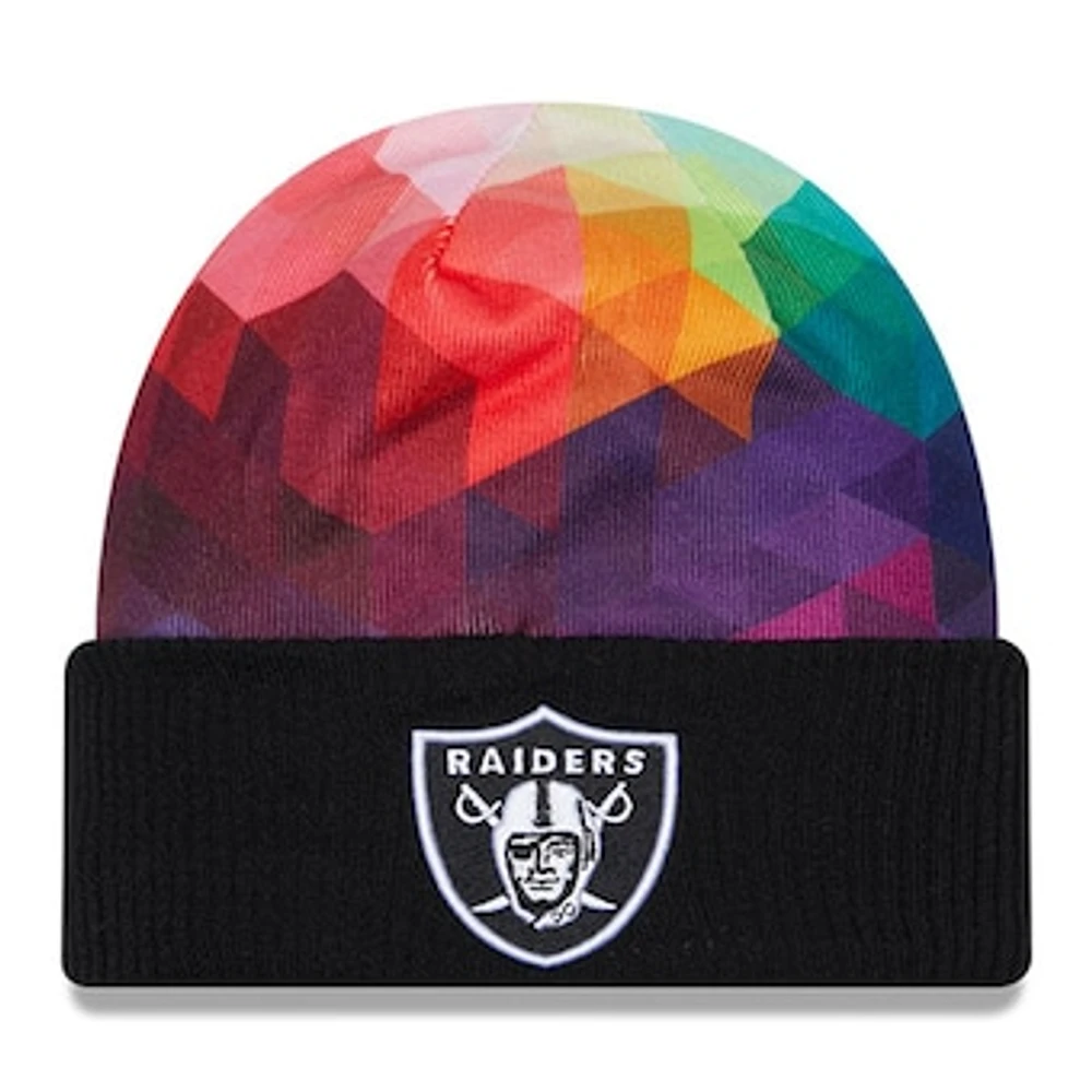 Men's New Era Black Las Vegas Raiders 2023 NFL Crucial Catch Cuffed Knit Hat