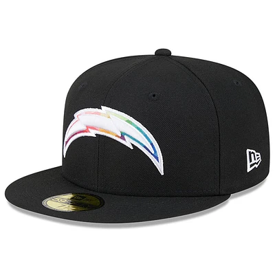 Men's New Era Black Los Angeles Chargers NFL Crucial Catch 59FIFTY Fitted Hat