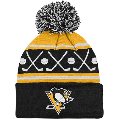 Preschool Black Pittsburgh Penguins Faceoff Cuffed Knit Hat with Pom