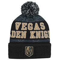 Youth Vegas Golden Knights Black Puck Cuffed Knit Hat with Pom